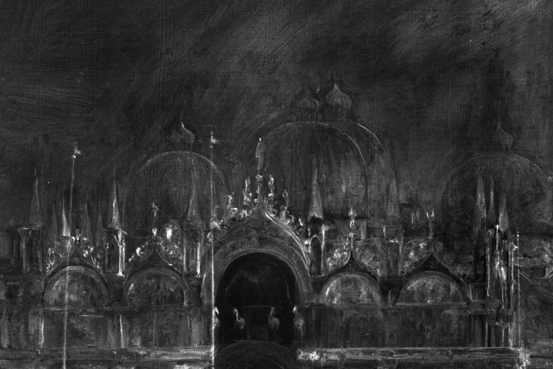 X-ray image highlighting the artist's brushstrokes and technique